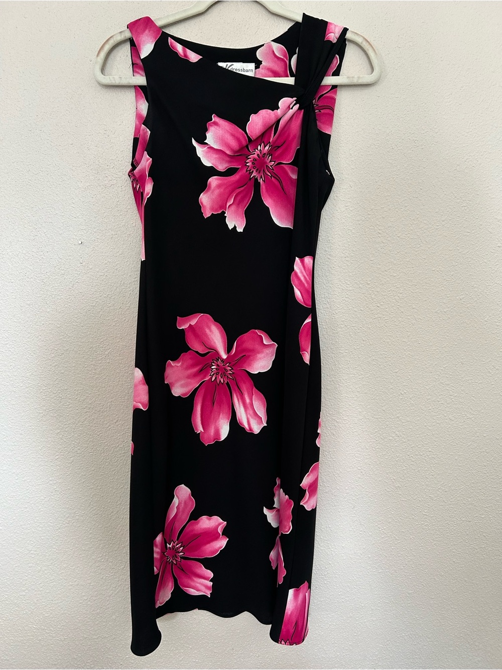 dressbarn | Black Sleeveless Dress with Pink Floral Print